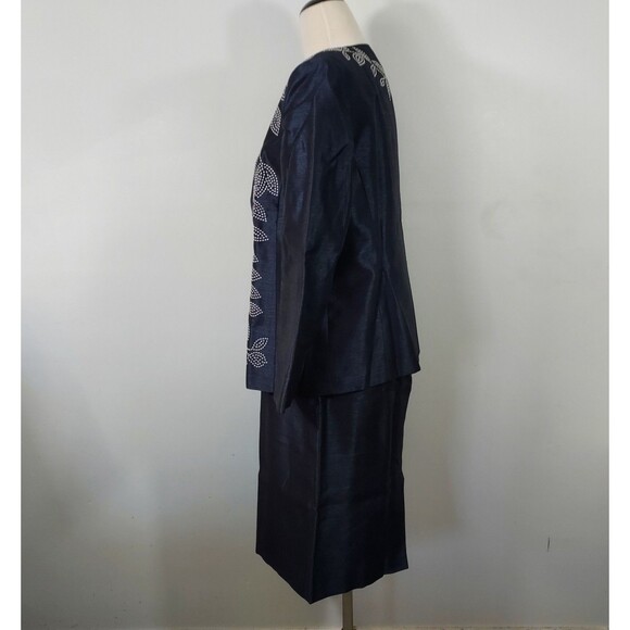 Kasper 3 Piece Skirt Suit Set Women 12P Formal Work Career Office Navy Blue - Picture 8 of 16